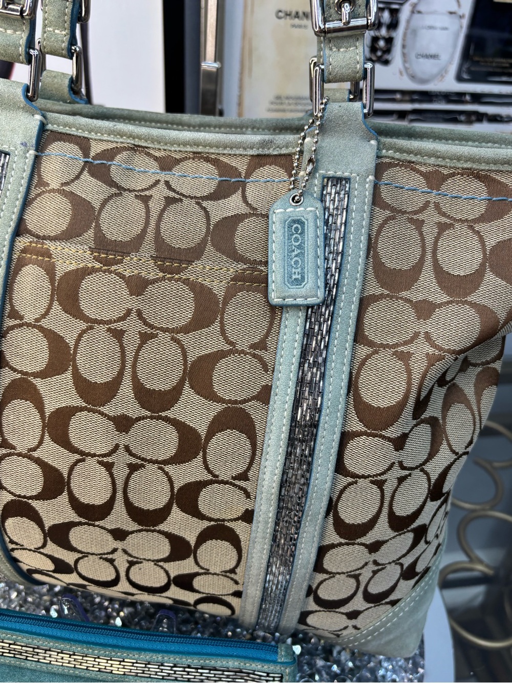 Coach 2005 vintage y2k Signature Gallery Beaded Tote w/ matching wallet GUC - Picture 6 of 17